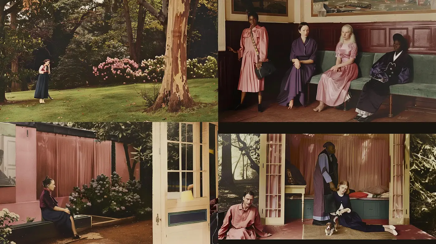 Melancholic Elegance in Sepia: A Homage to Pastoral Contemplation and Stylized Grace - Midjourney sref style