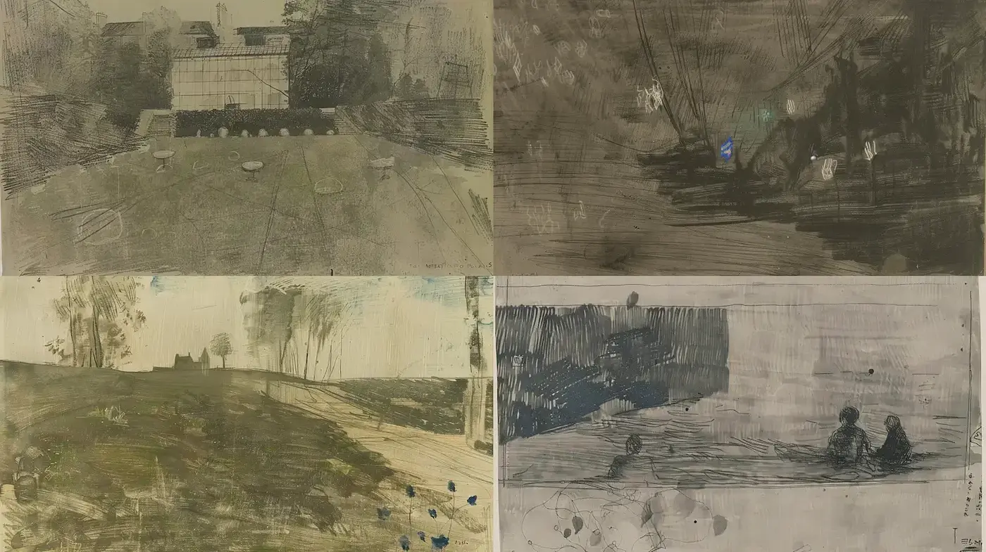 Exploration of Ethereal Landscapes with a Mixed Media Approach - Midjourney sref style