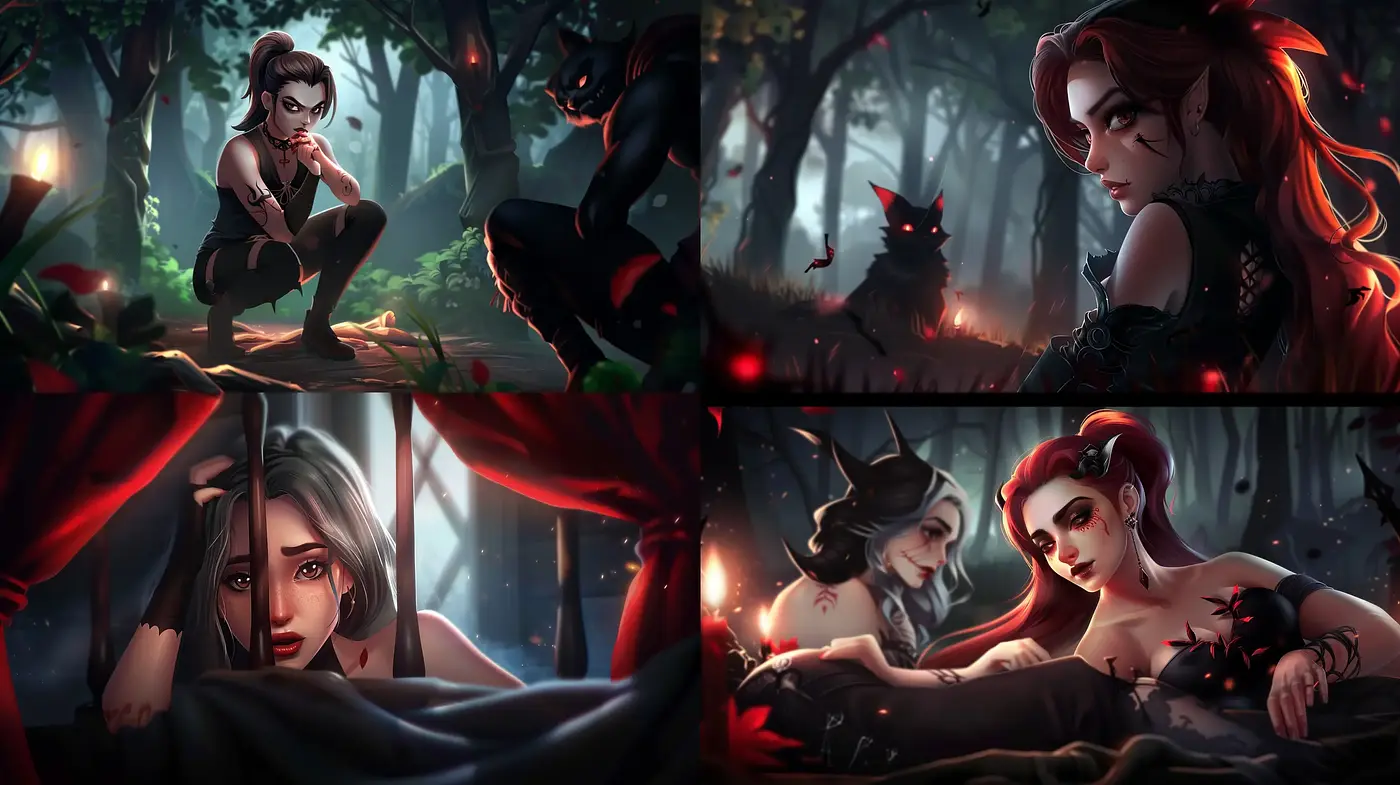 Enigmatic Twilight: A Fusion of Dark Fantasy and Luminous Animation - Midjourney sref style