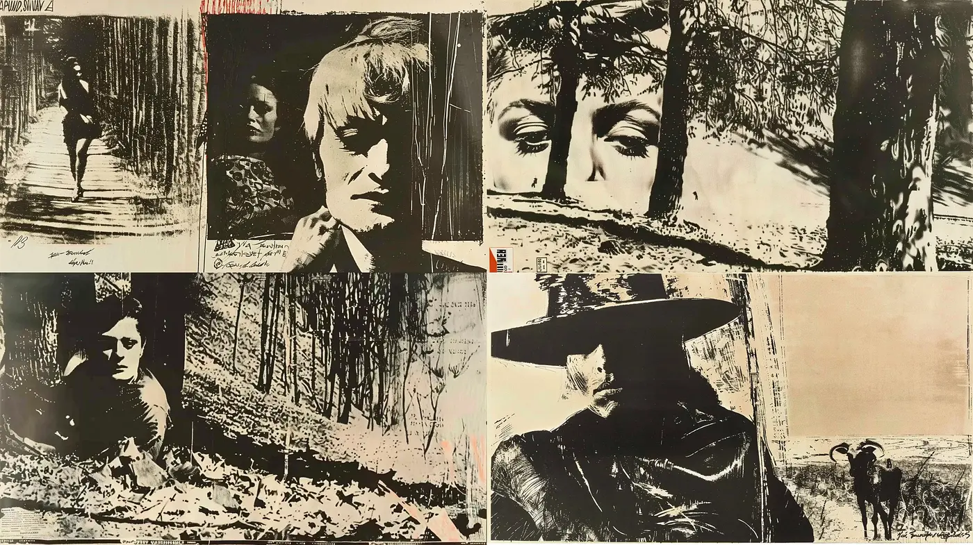 Stark Noir Collage with Grunge Elements and High Contrast - Midjourney sref style