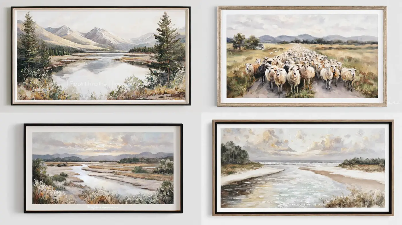 Serene Landscapes with Pastoral Elements - Midjourney sref style