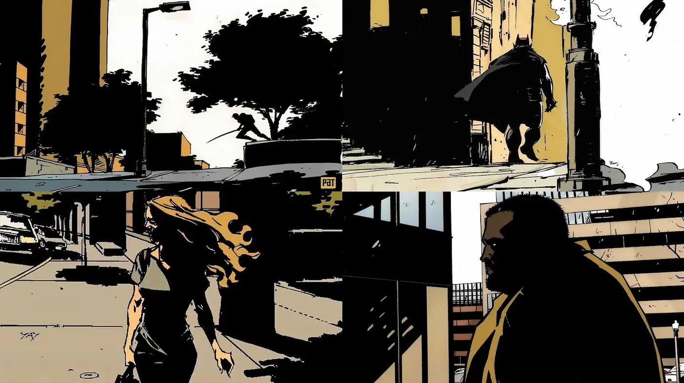Dynamic Urban Narrative with a Graphic Novel Aesthetic - Midjourney sref style