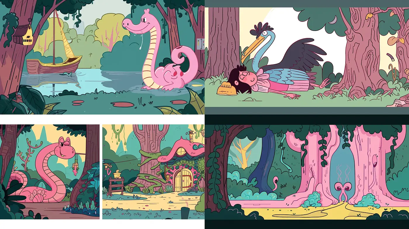 Whimsical Forest Chronicles with Stylized Cartoon Charm - Midjourney sref style