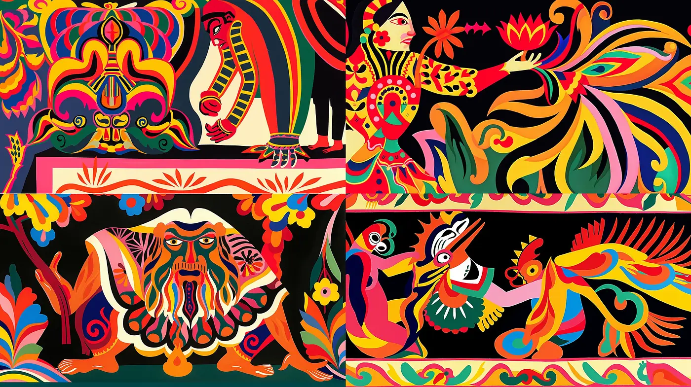Vibrant Psychedelic Fusion - Midjourney sref style