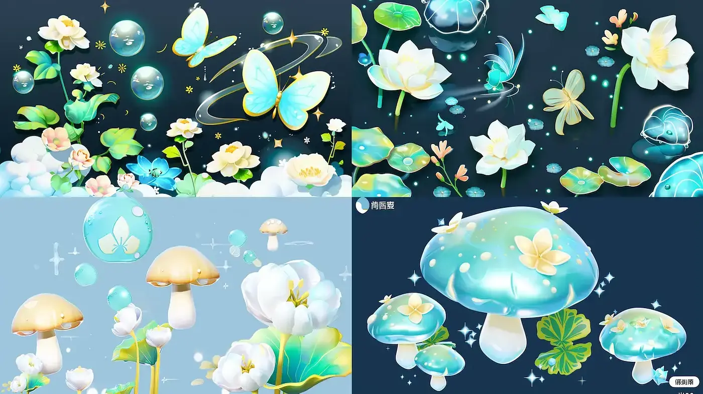 Luminescent Botanical Dreamscape with Tranquil Tones and Ethereal Glow - Midjourney sref style
