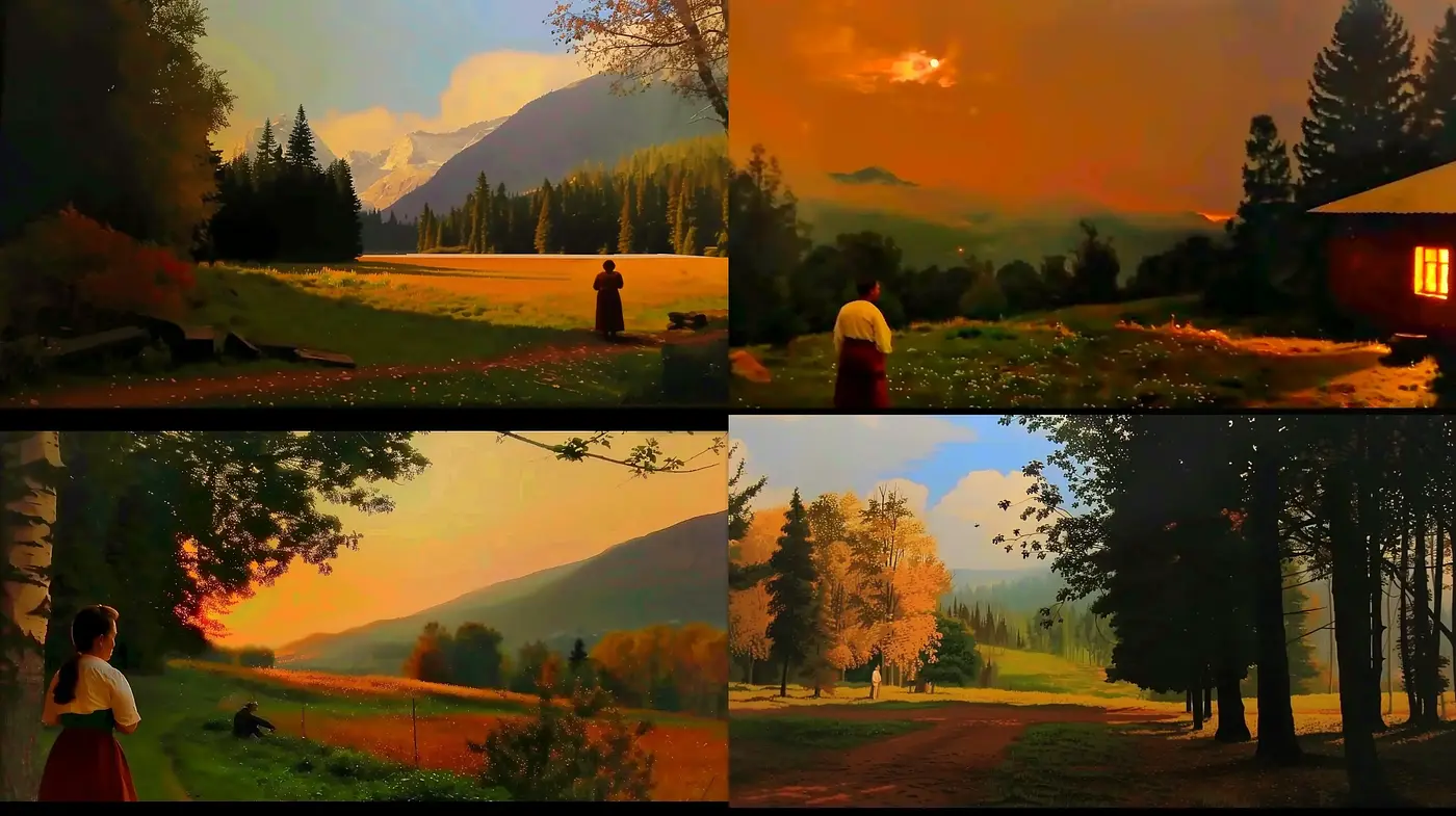 Twilight Serenity in Stylized Pastoral Landscapes - Midjourney sref style