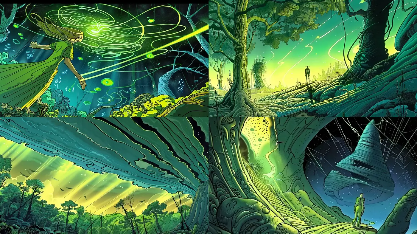 Ethereal Luminosity: Synthesis of Fantasy and Graphic Novel Aesthetics - Midjourney sref style