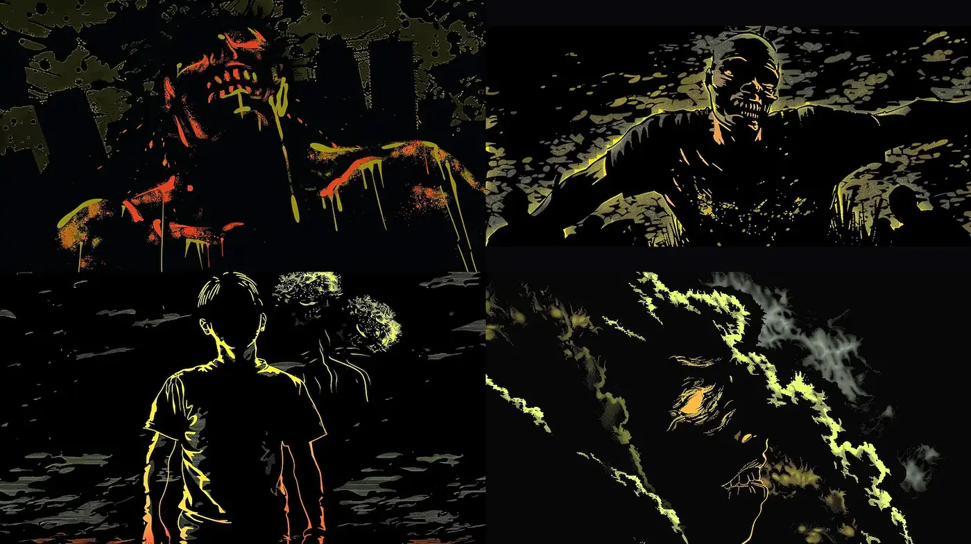 Dark and Atmospheric Graphic Illustrations with Grotesque Elements - Midjourney sref style