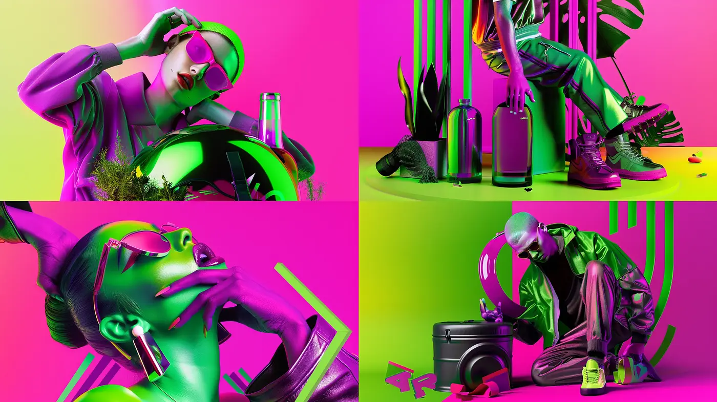 Neon Futurism with Surrealist Pop Flair - Midjourney sref style