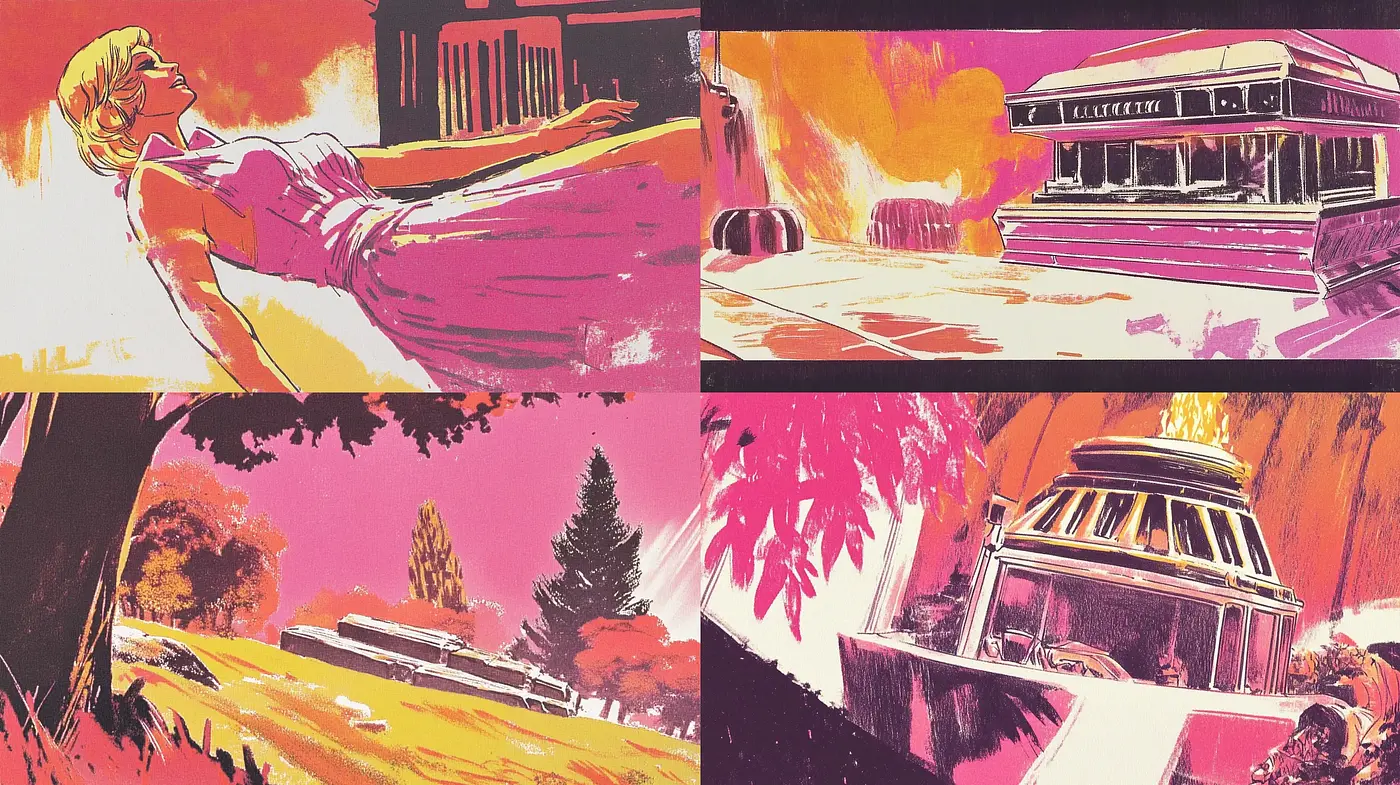 Retro Futuristic Dreamscape with Vibrant Sunset Palette - Midjourney sref style
