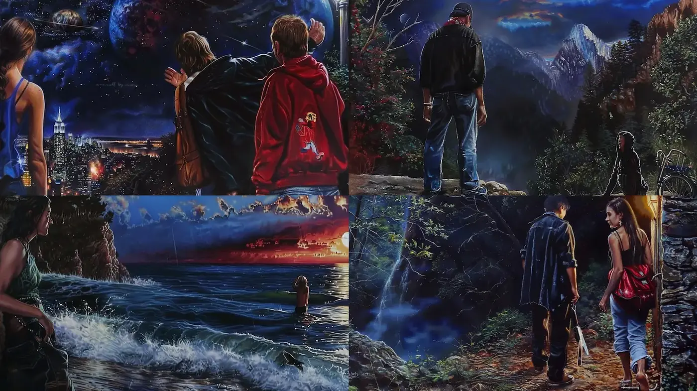 Dramatic and Evocative Cinematic Artwork with a Touch of Surrealism - Midjourney sref style