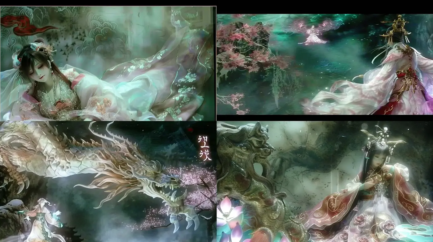Ethereal Mythic Elegance: A Synthesis of Asian Mythology in Dreamlike Hues - Midjourney sref style