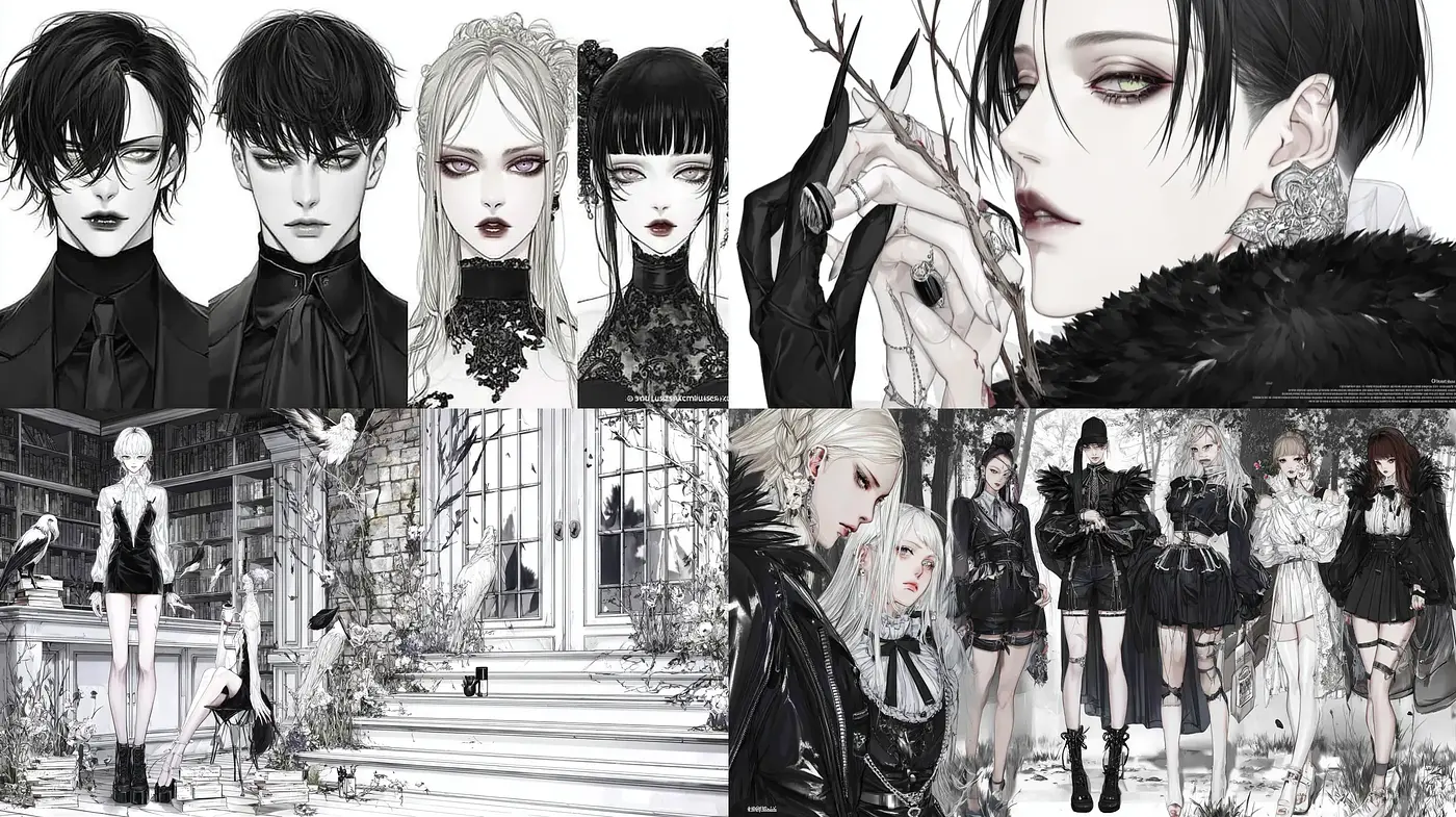 Elegant and Dramatic Aesthetic with Gothic Touches - Midjourney sref style