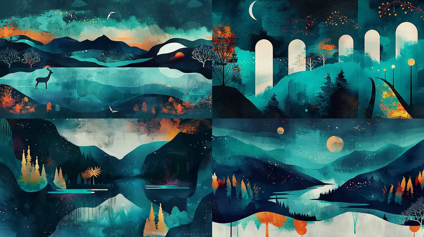 Cohesive Dreamlike Landscape Aesthetic with Surreal Influences - Midjourney sref style