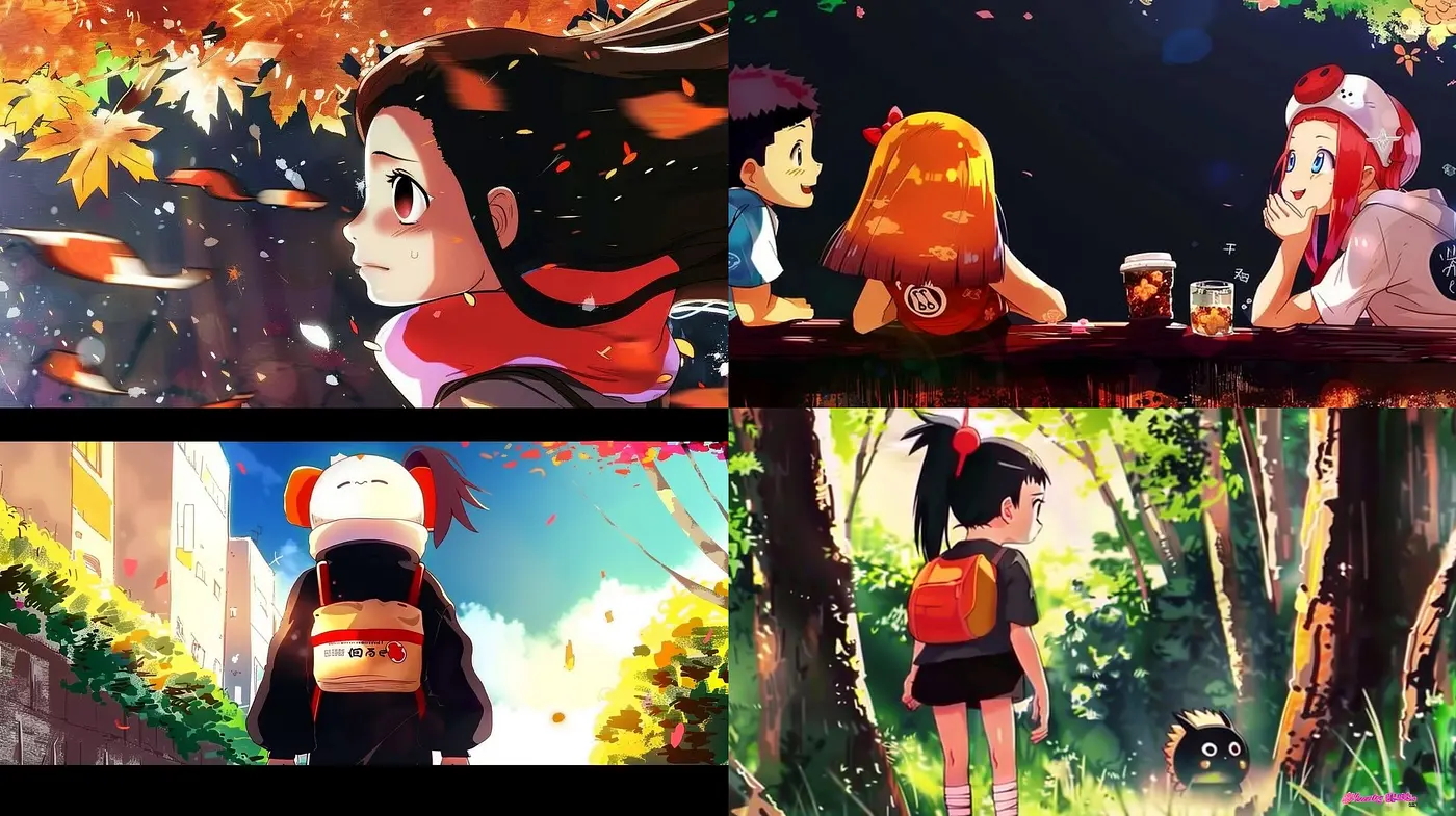 Whimsical Anime-Inspired Environments with Luminous Autumn Hues - Midjourney sref style