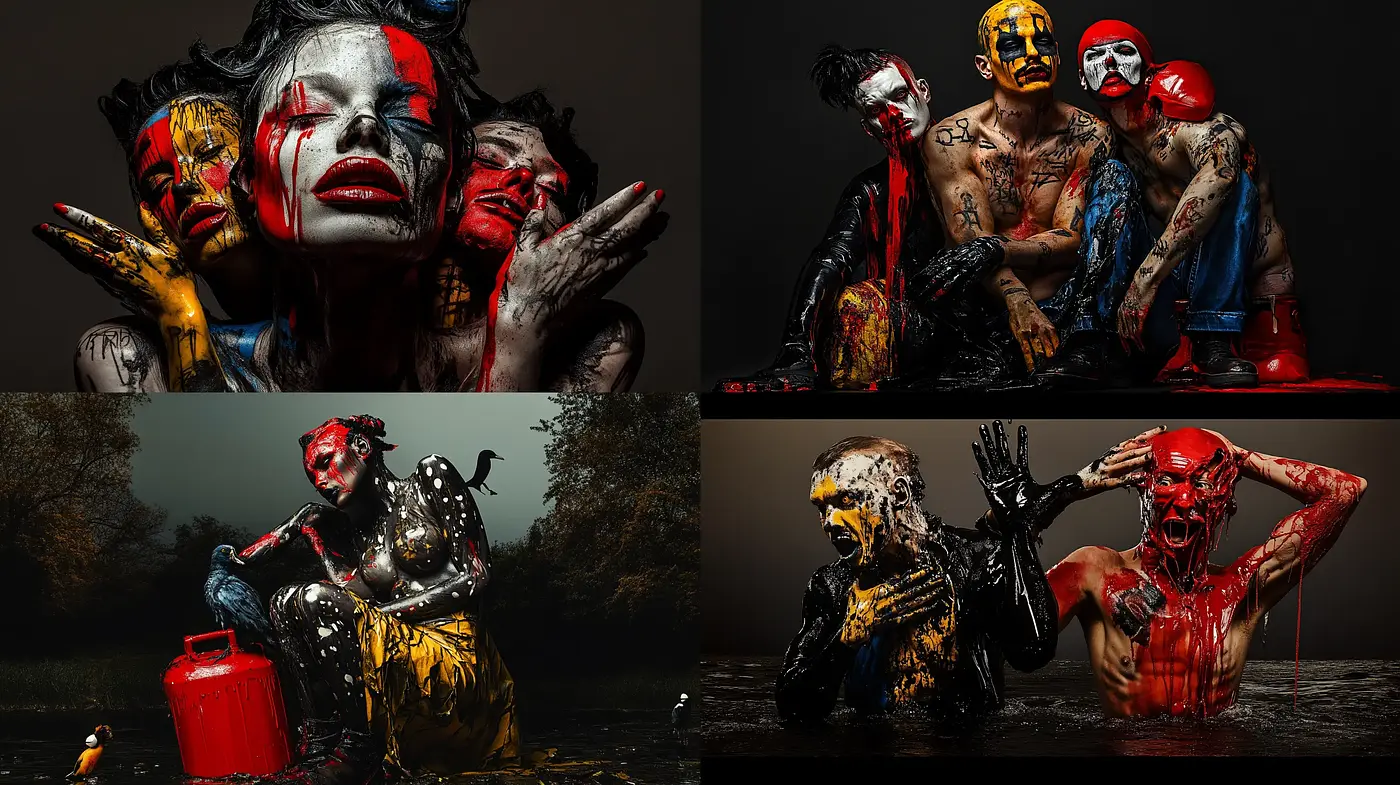 Dramatic Chromatic: A Symphony of Intense Hues and Dark Undertones - Midjourney sref style