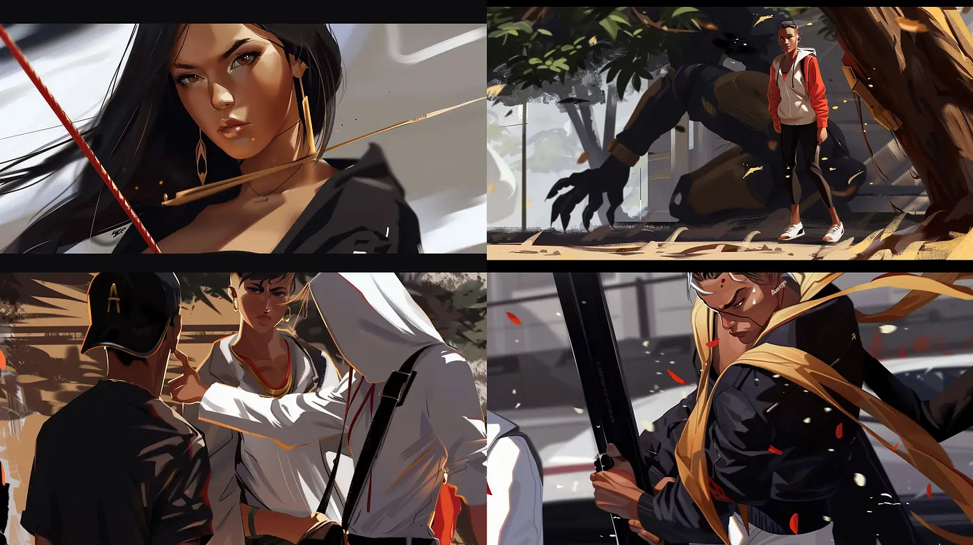 Contemporary Dynamic Brushwork with a Cinematic Vibe - Midjourney sref style