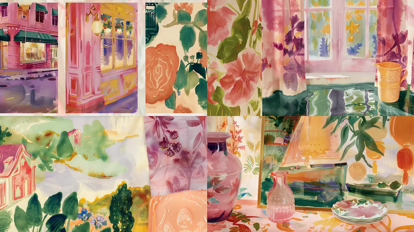 Serene Pastel Harmony: A Fusion of Nature and Urbanity in Brushwork - Midjourney sref style