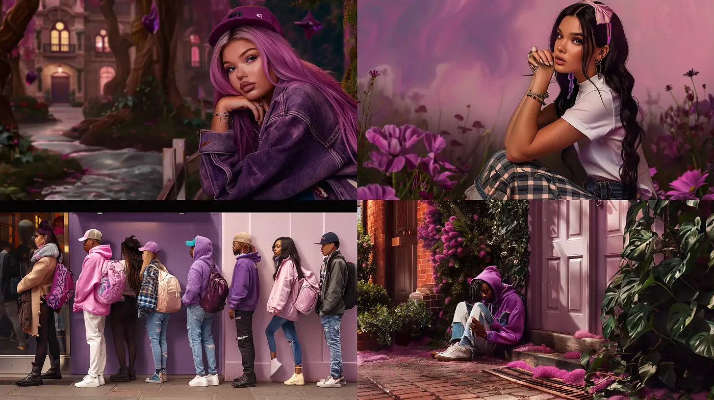 Consistently Stylized Dreamy Twilight Hues in Urban Setting - Midjourney sref style