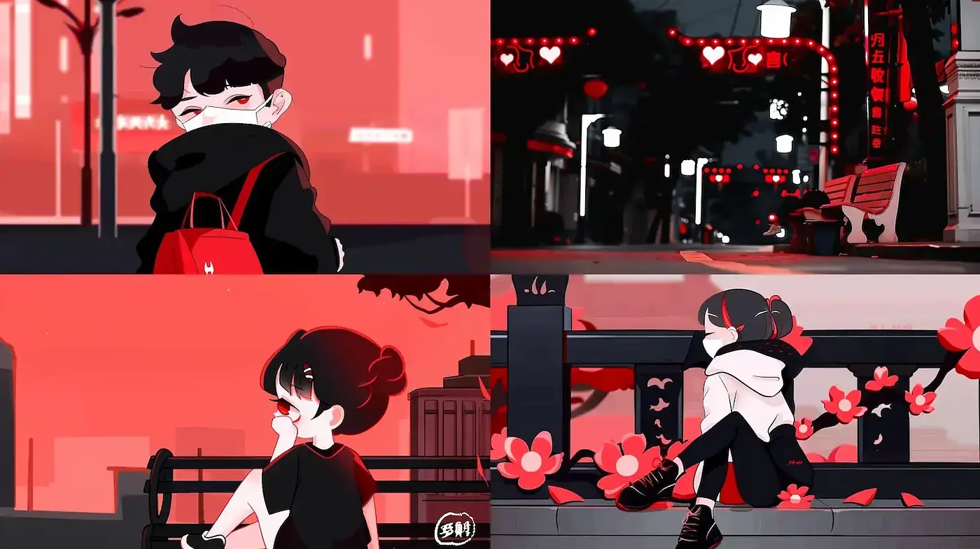 Stylized Vignette with Urban Influences and Whimsical Characters - Midjourney sref style