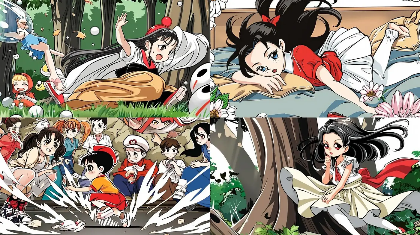 Vibrant Anime-Inspired Adventure Depictions with Consistent Character Design - Midjourney sref style