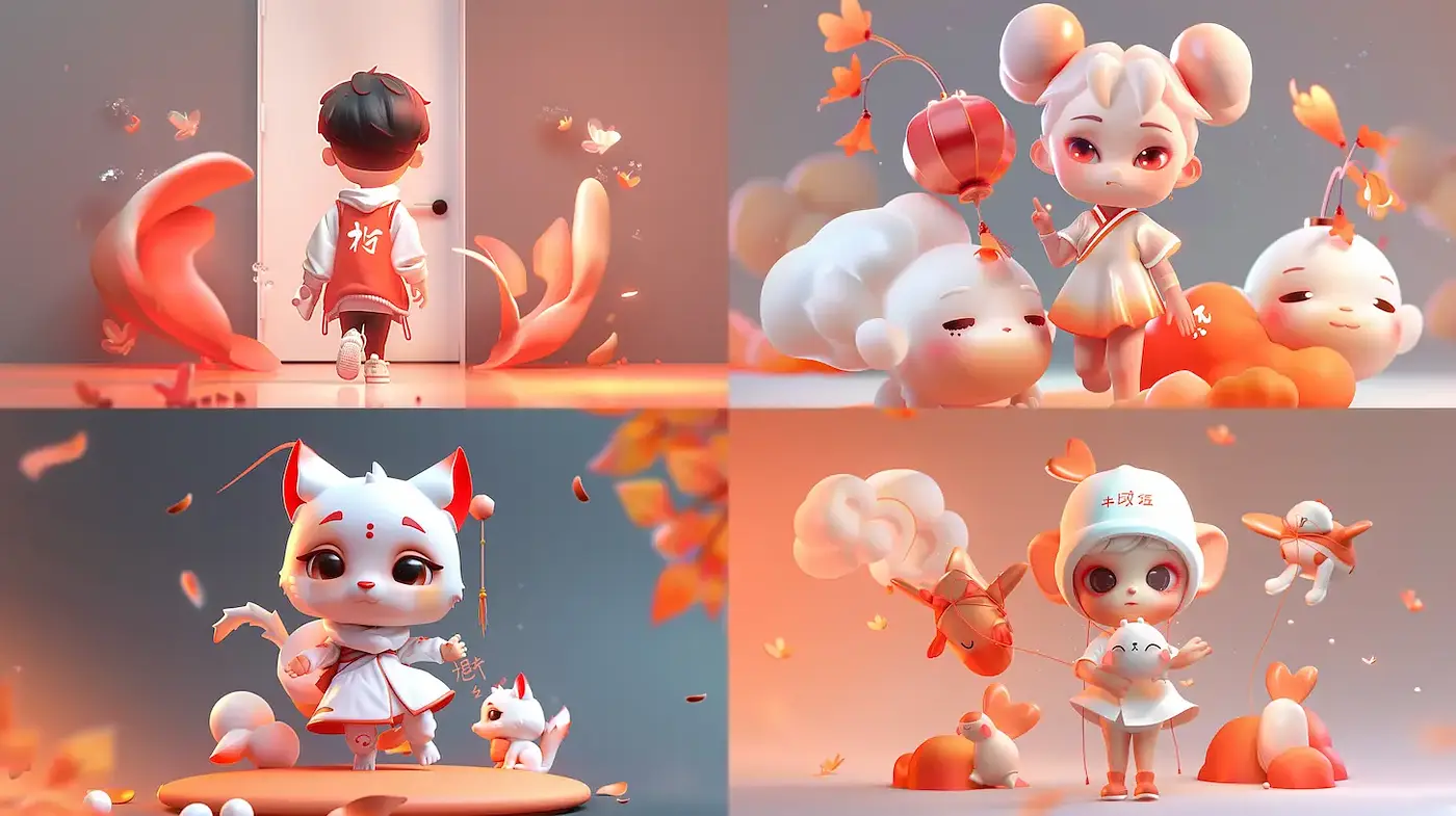 Whimsical and Playful Digital Illustrations with a Soft Aesthetic - Midjourney sref style