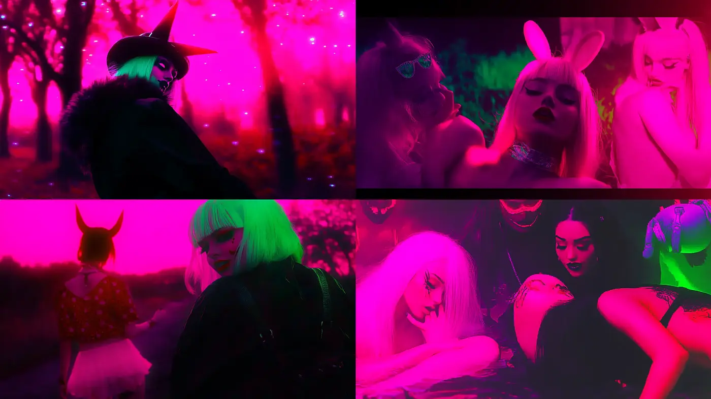 Neon Noir Elegance with Surreal Overtones - Midjourney sref style