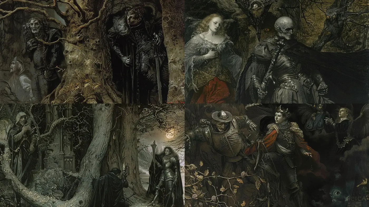 Gothic Reverie in Darkened Hues: An Homage to Macabre Romanticism - Midjourney sref style