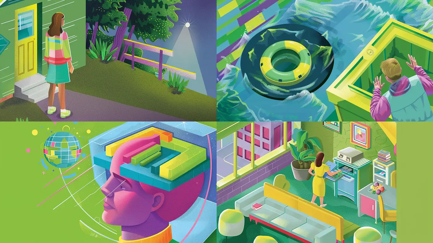 Surreal Vignettes in Vivid Vector Aesthetics - Midjourney sref style
