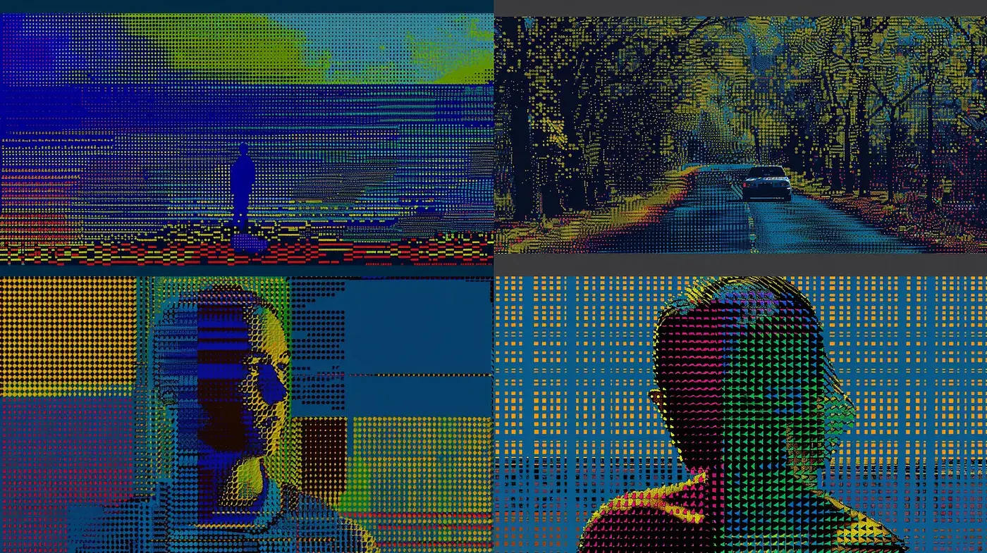 Dynamic and vibrant digital art with pixelated textures and expressionist undertones - Midjourney sref style
