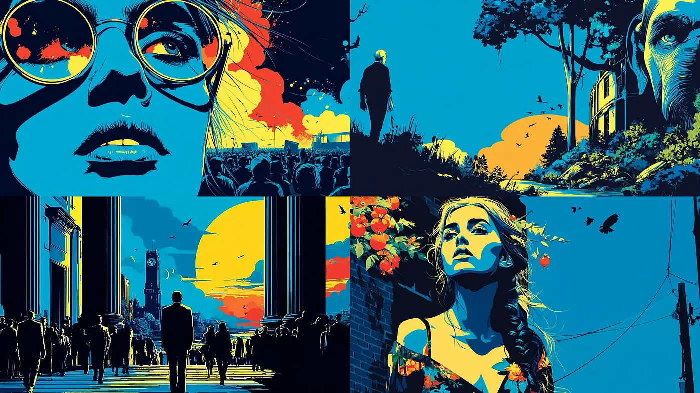 Vibrant and expressive illustrations featuring a blend of bold colors and intricate details - Midjourney sref style