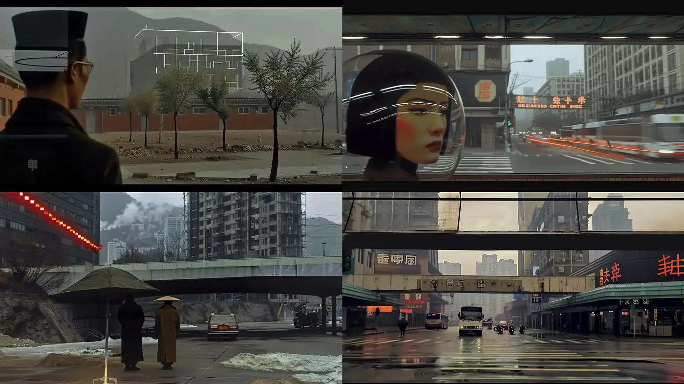 Cinematic Urban Melancholy with Retrofuturistic Undertones - Midjourney sref style