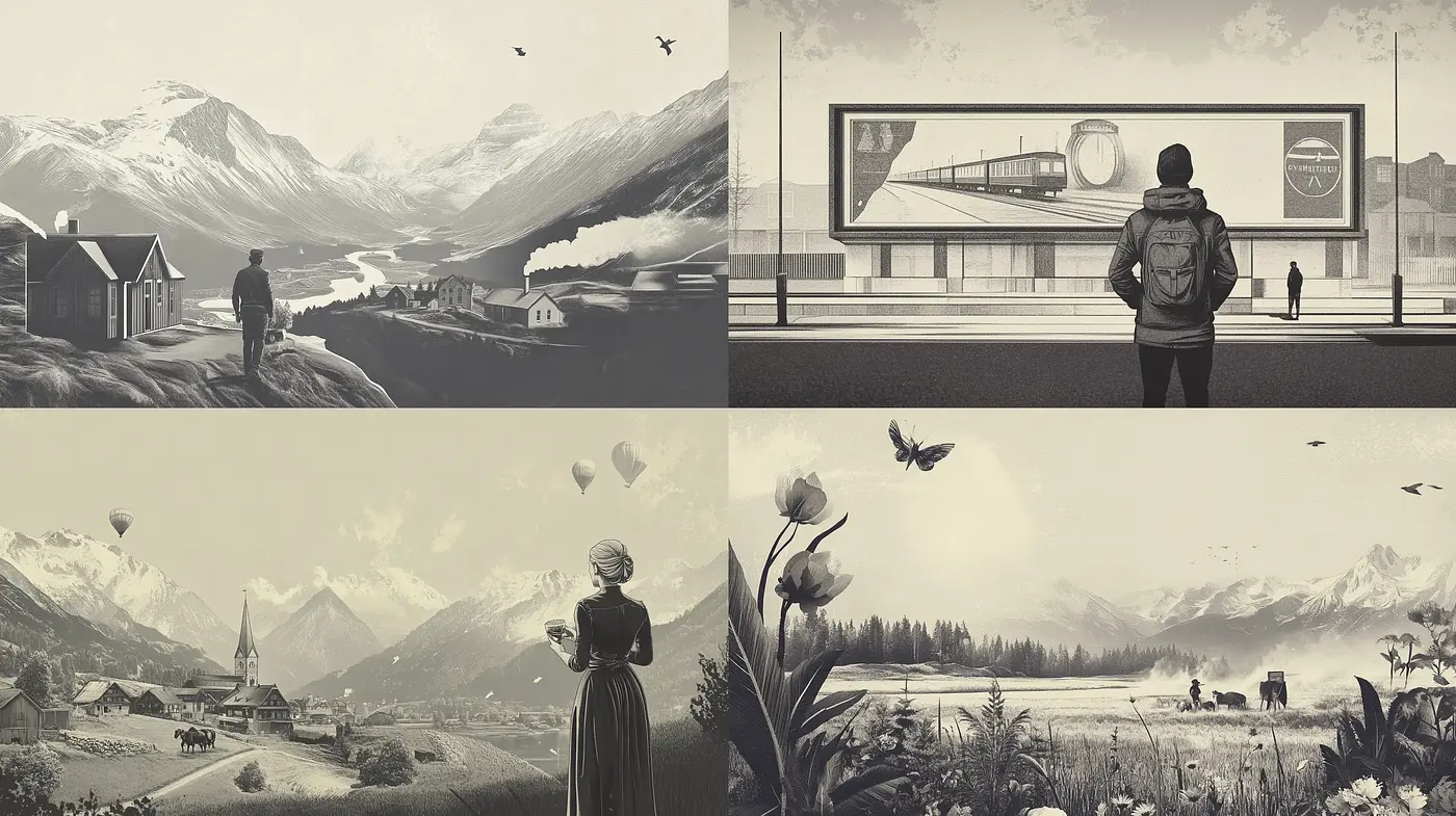 Monochrome Homage to Serene Landscapes and Solitude - Midjourney sref style