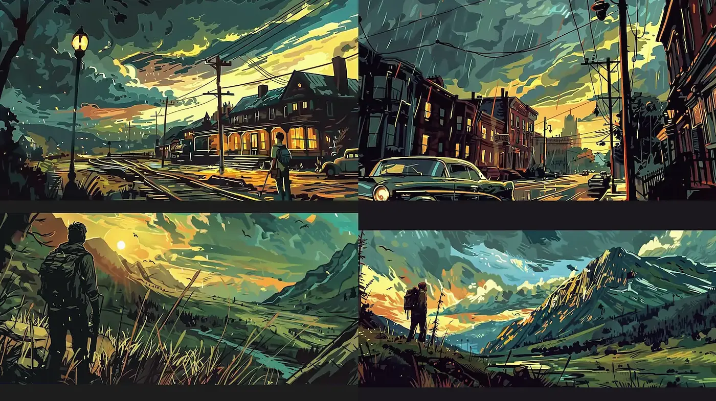 Dynamic and Expressive Illustrations Infused with Dramatic Atmosphere - Midjourney sref style