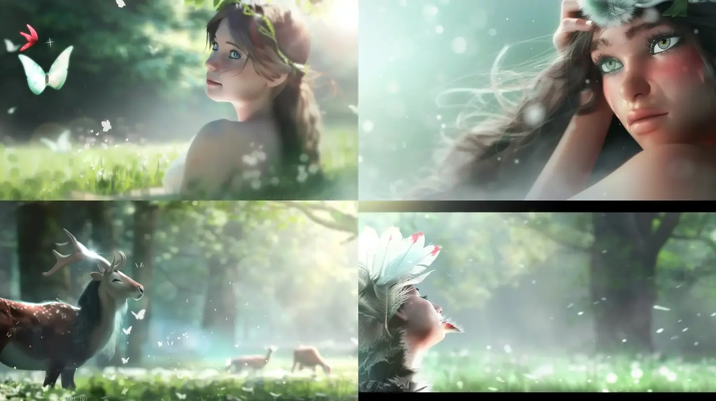 Enchanted Forest Whispers: A Digital Dreamscape Fusion - Midjourney sref style