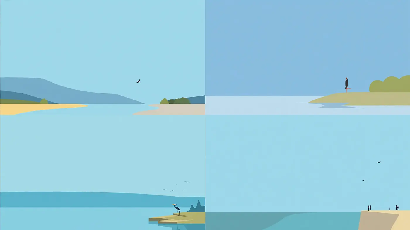 Serene Minimalist Landscapes with a Unified Aesthetic - Midjourney sref style