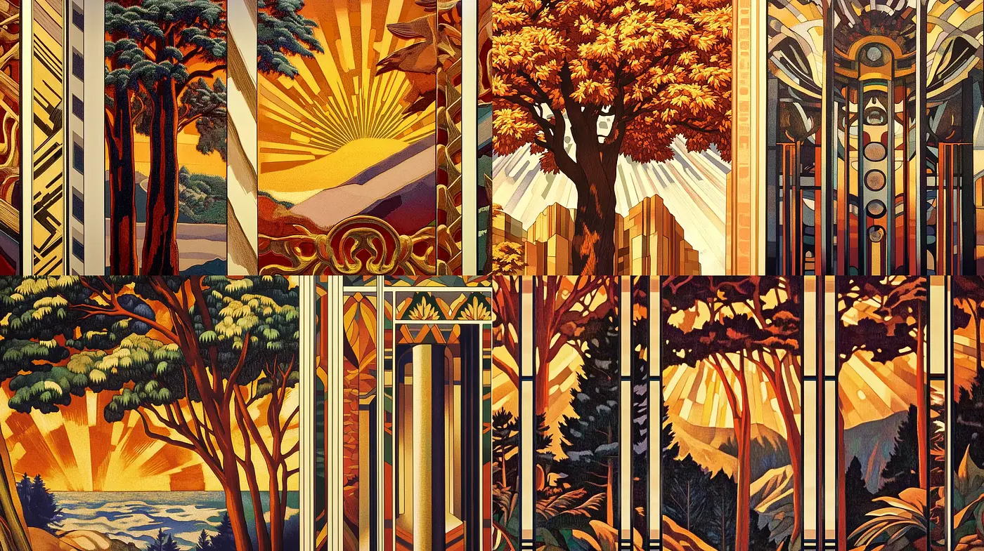 Art Deco Nature Tapestry - Midjourney sref style