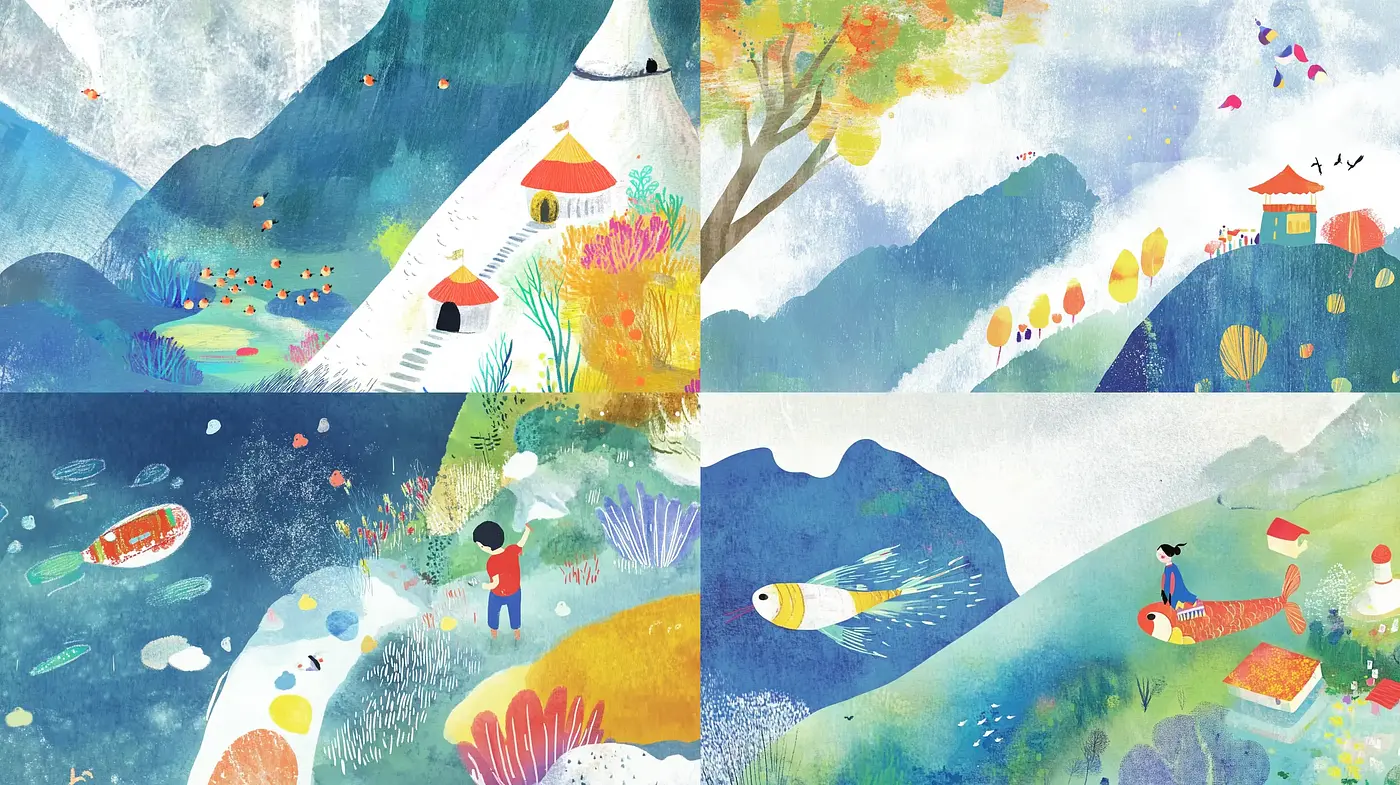 Tranquil Watercolor Vistas with East Asian Essence - Midjourney sref style