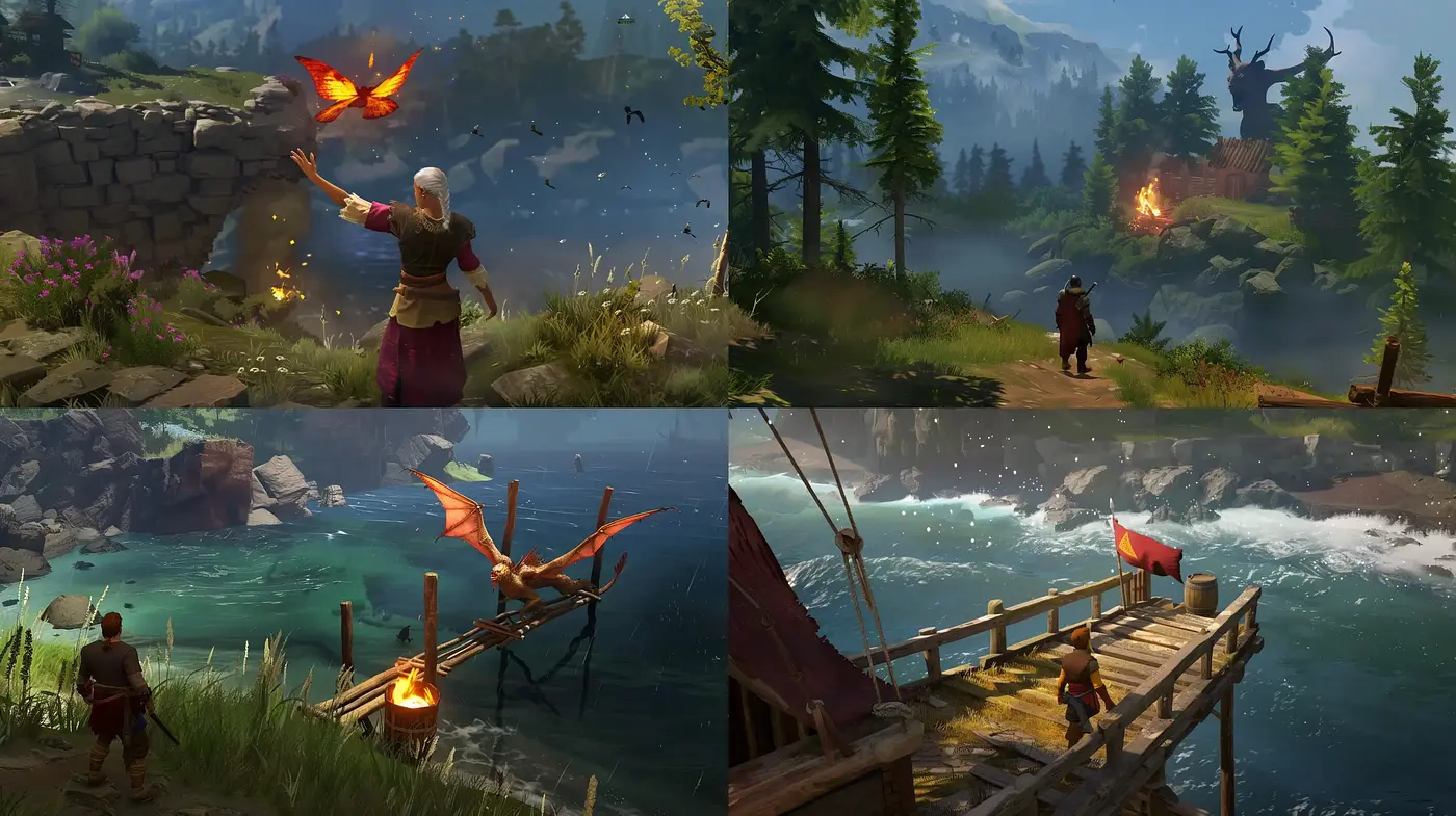 Tranquil Nature's Embrace in a Mythical Setting - Midjourney sref style