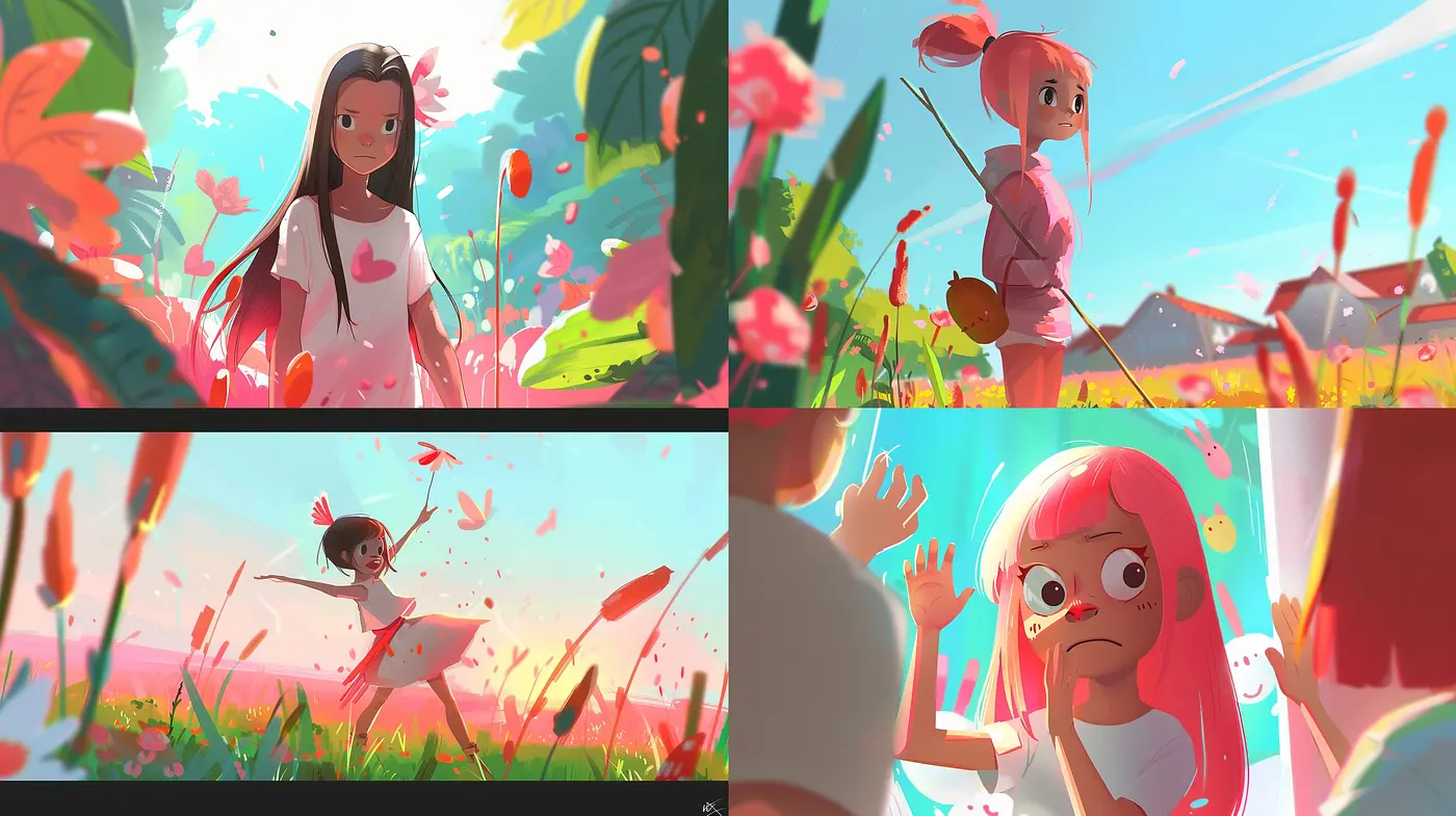 Vibrant Pastoral Anime-Inspired Illustrative Tableaus - Midjourney sref style