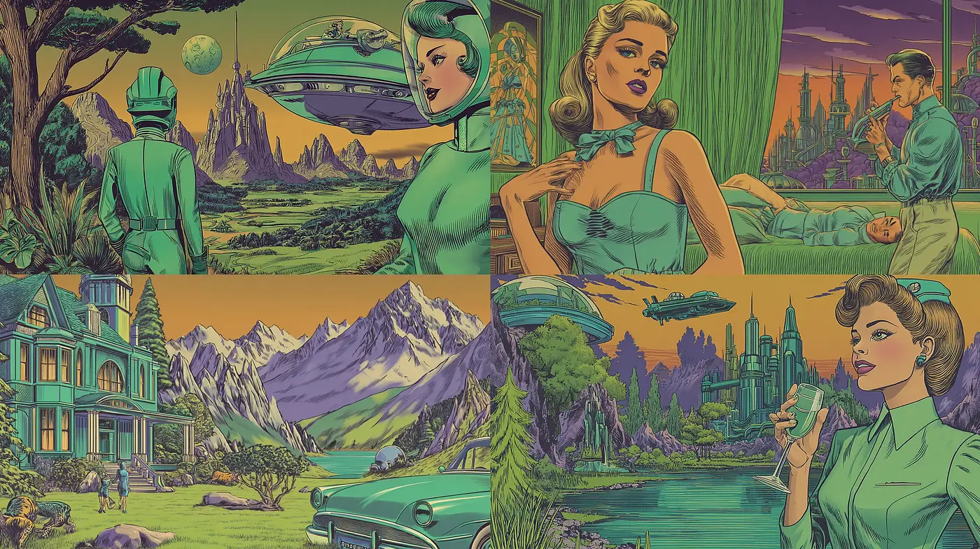 Futuristic Retro Aesthetic with Vibrant Retro Coloration - Midjourney sref style