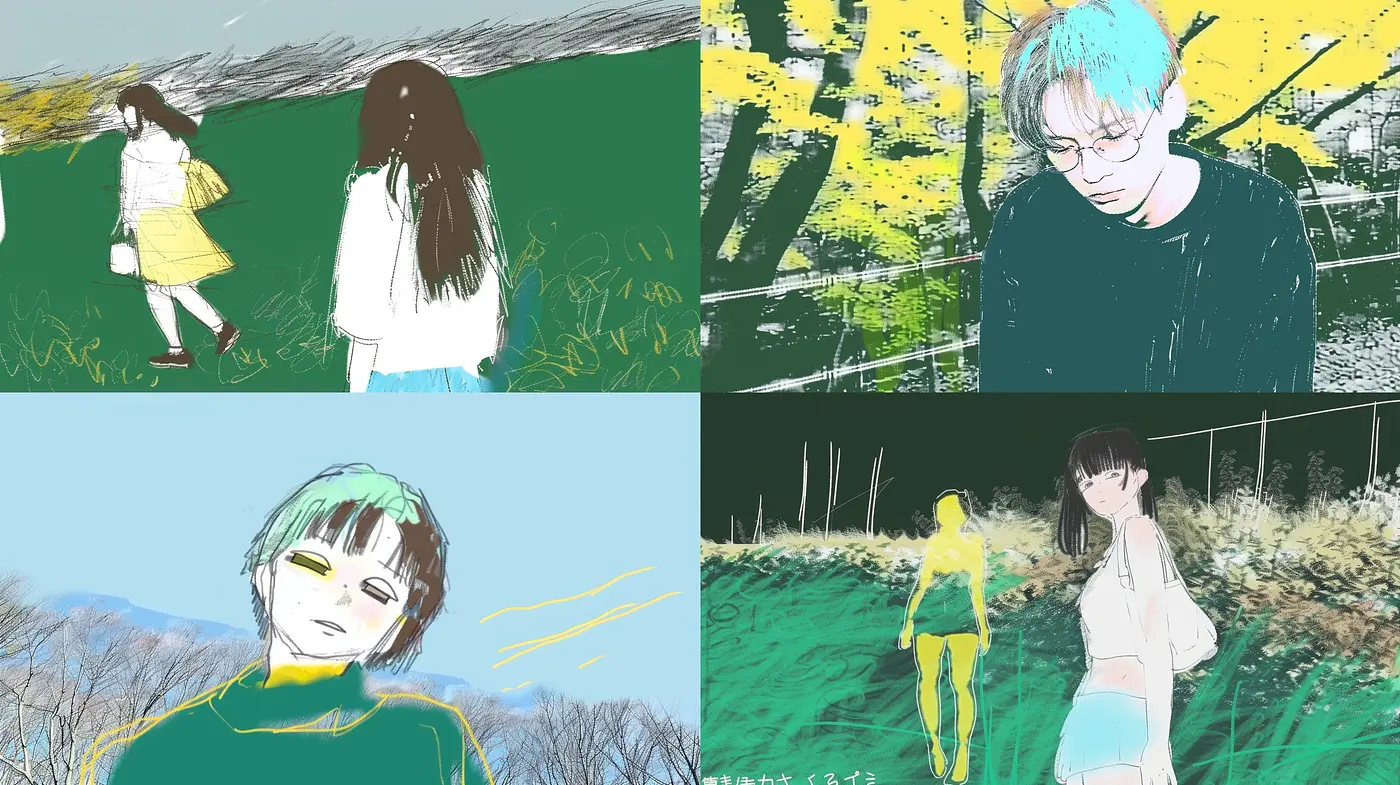 Ethereal Sketches with a Dose of Nostalgia and Contemporary Anime Elan - Midjourney sref style