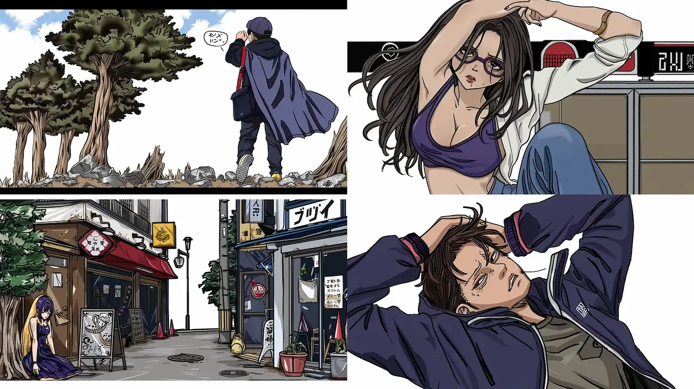 Stylized Urban Japanese Manga with Emotional Depth - Midjourney sref style