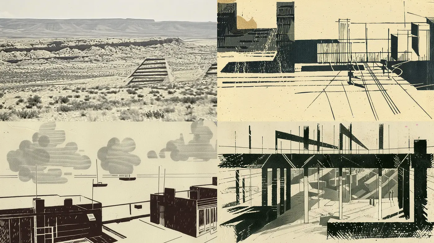 Sepia-Toned Architectural Serenity - Midjourney sref style