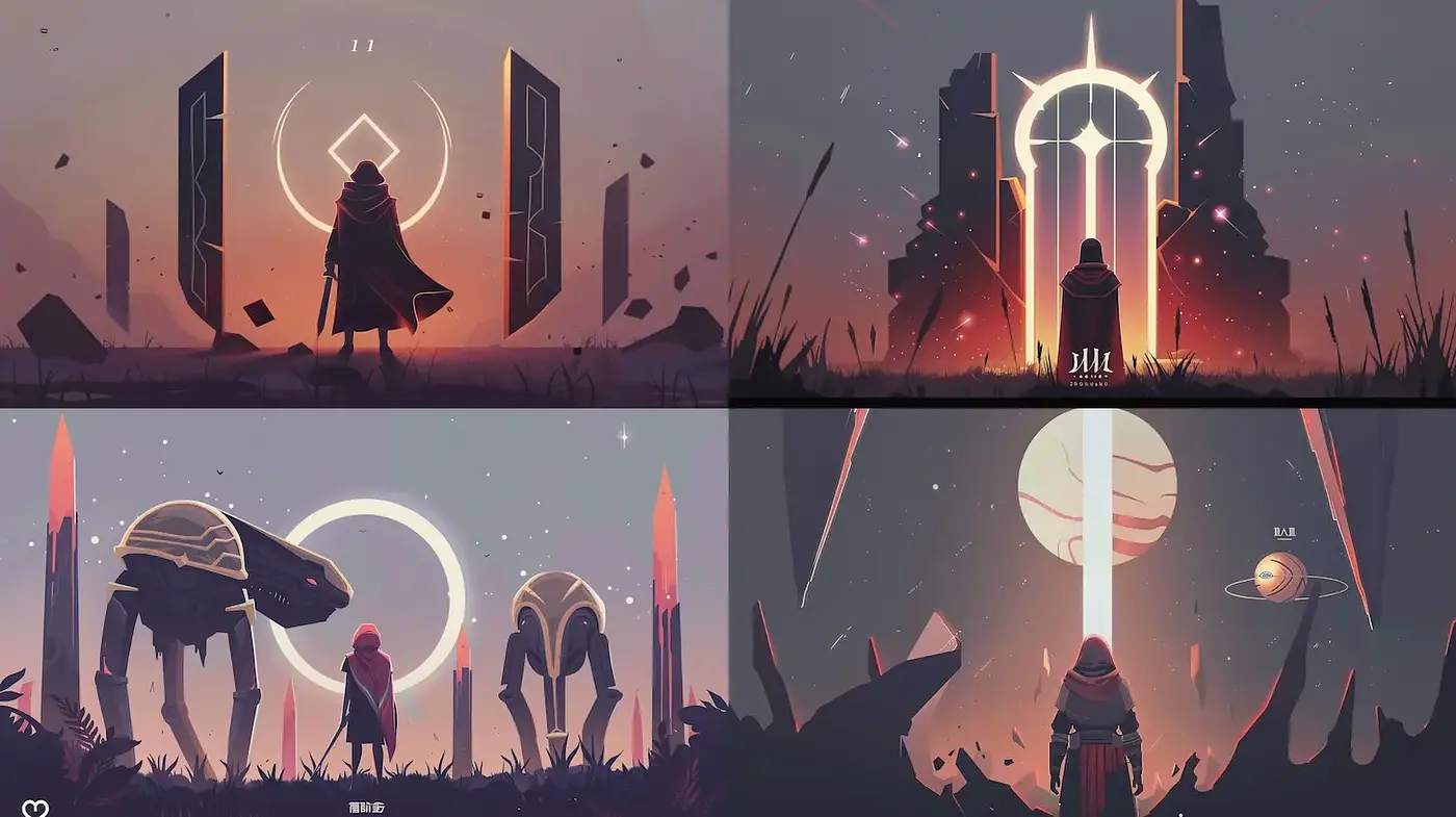 Futuristic and Ethereal Landscapes with Cosmic Elements - Midjourney sref style