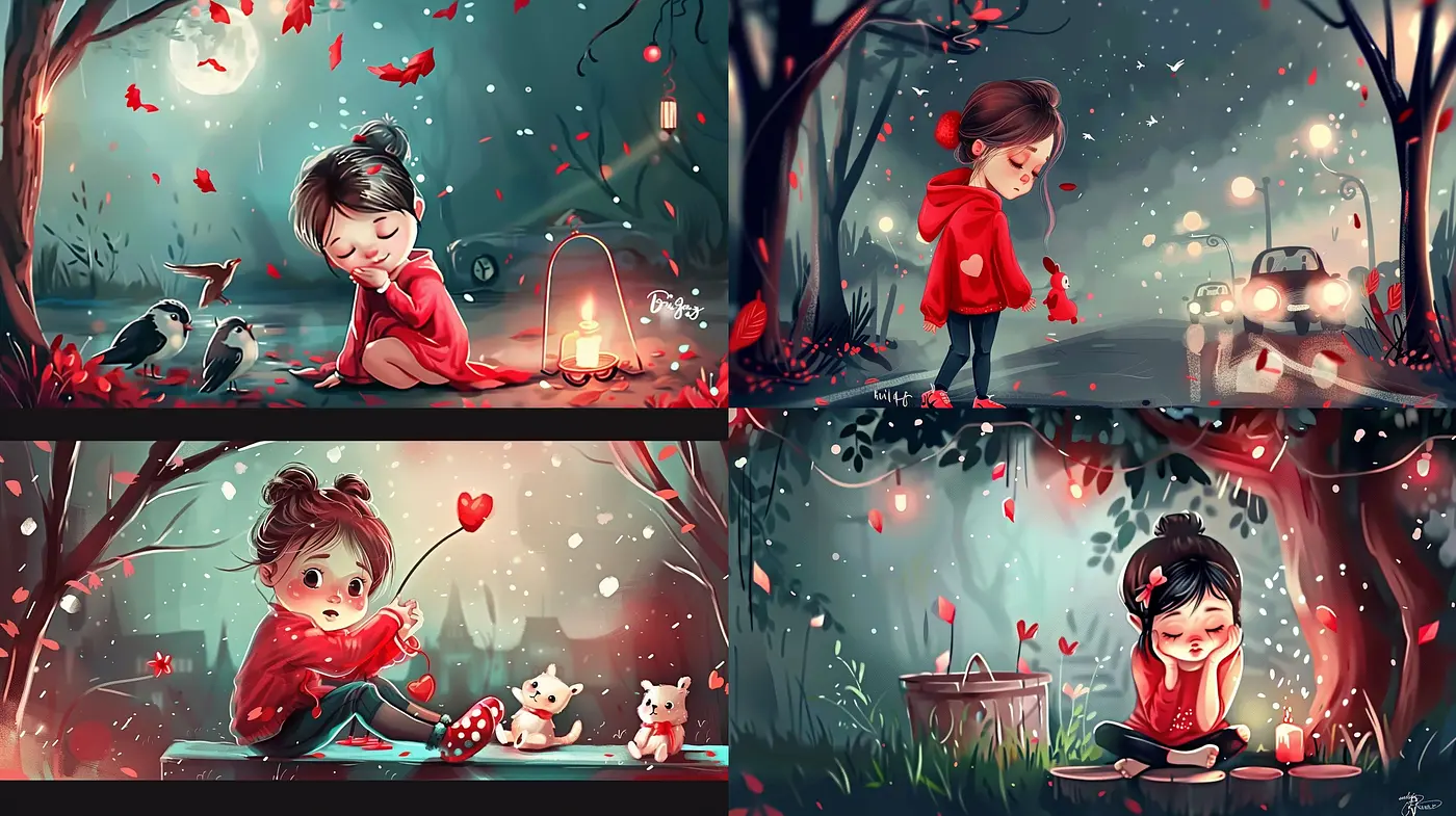Consistent Elements of Dreamlike Whimsy in Stylized Artistic Renderings - Midjourney sref style