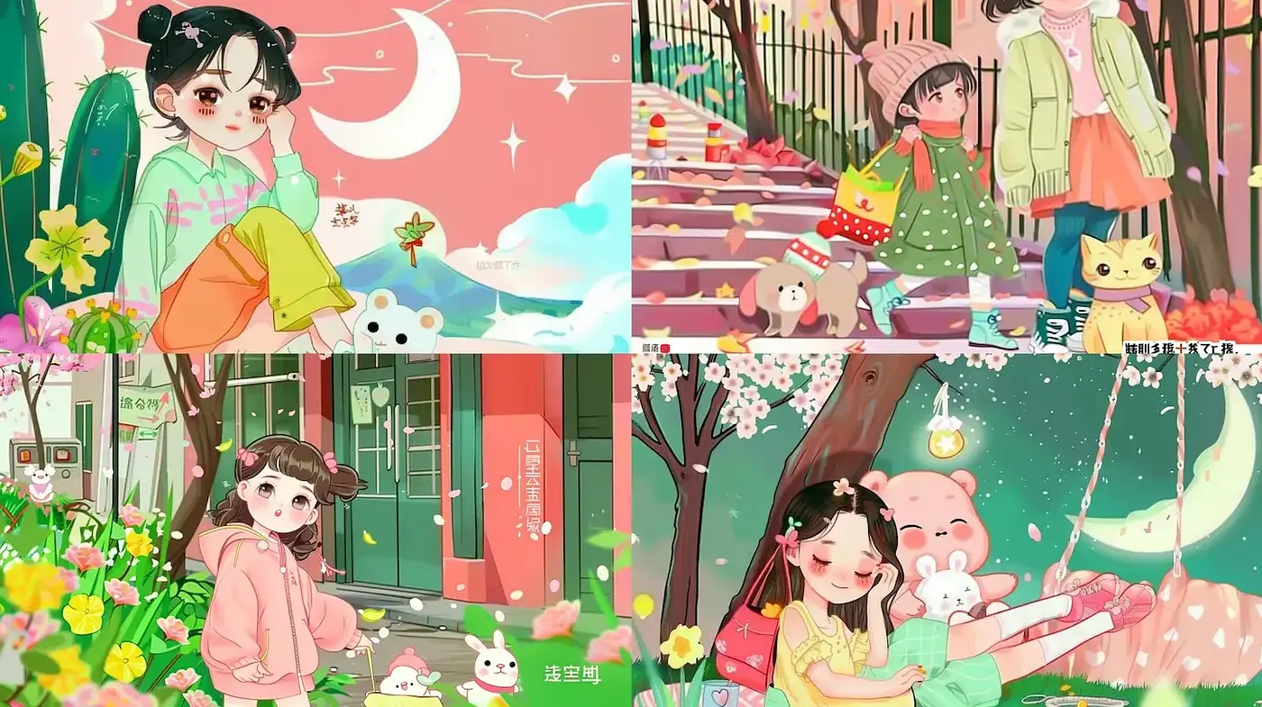 Charming and Playful Anime-Inspired Illustrations Reflecting Whimsical Youthful Adventures - Midjourney sref style