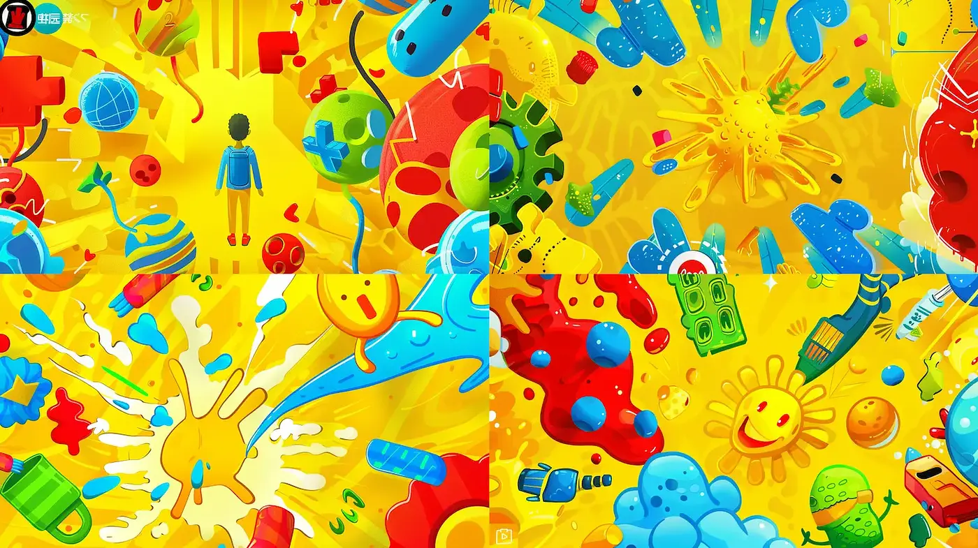 Vibrant and Playful Explosions of Imagination and Playfulness - Midjourney sref style