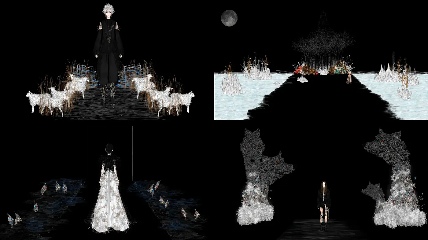 Dark Fantasy with Surreal Elements and High Contrast - Midjourney sref style