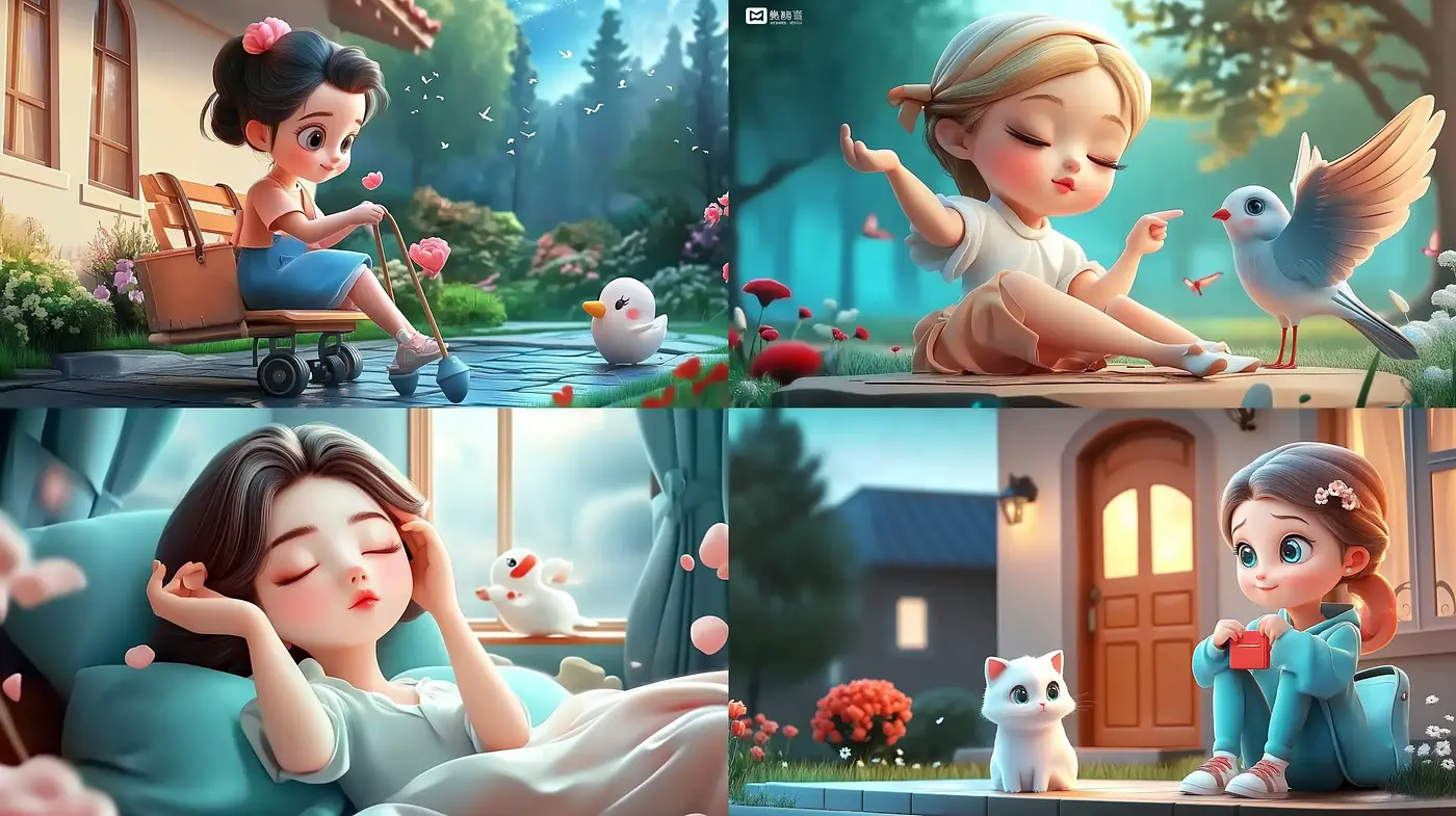 Serene Storybook Harmonies: A Homage to Modern Digital Animation - Midjourney sref style